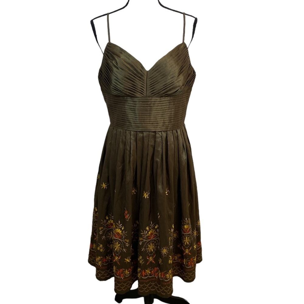 Suzi Chin for Maggy Boutique Olive Retro Party Dress Size 12